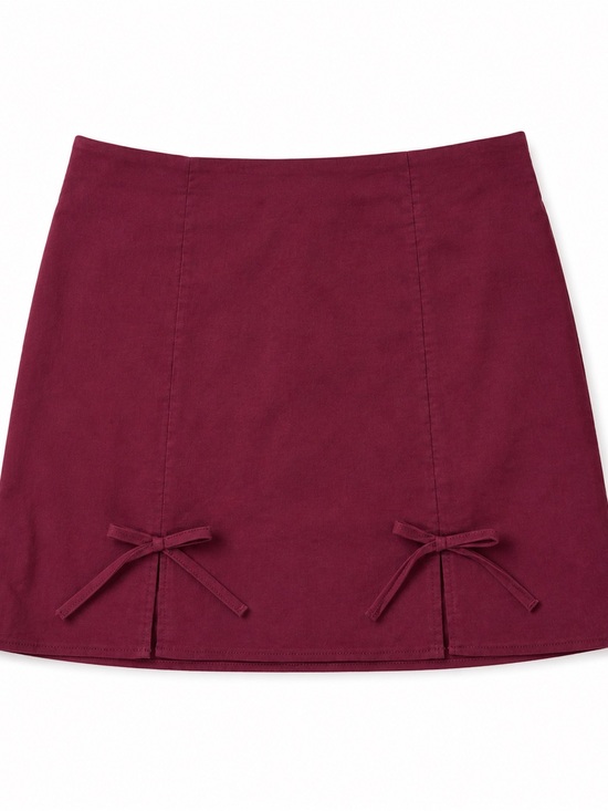 H&M Dresses & Skirts - H&M Burgundy Mini Skirt with Twin Bows